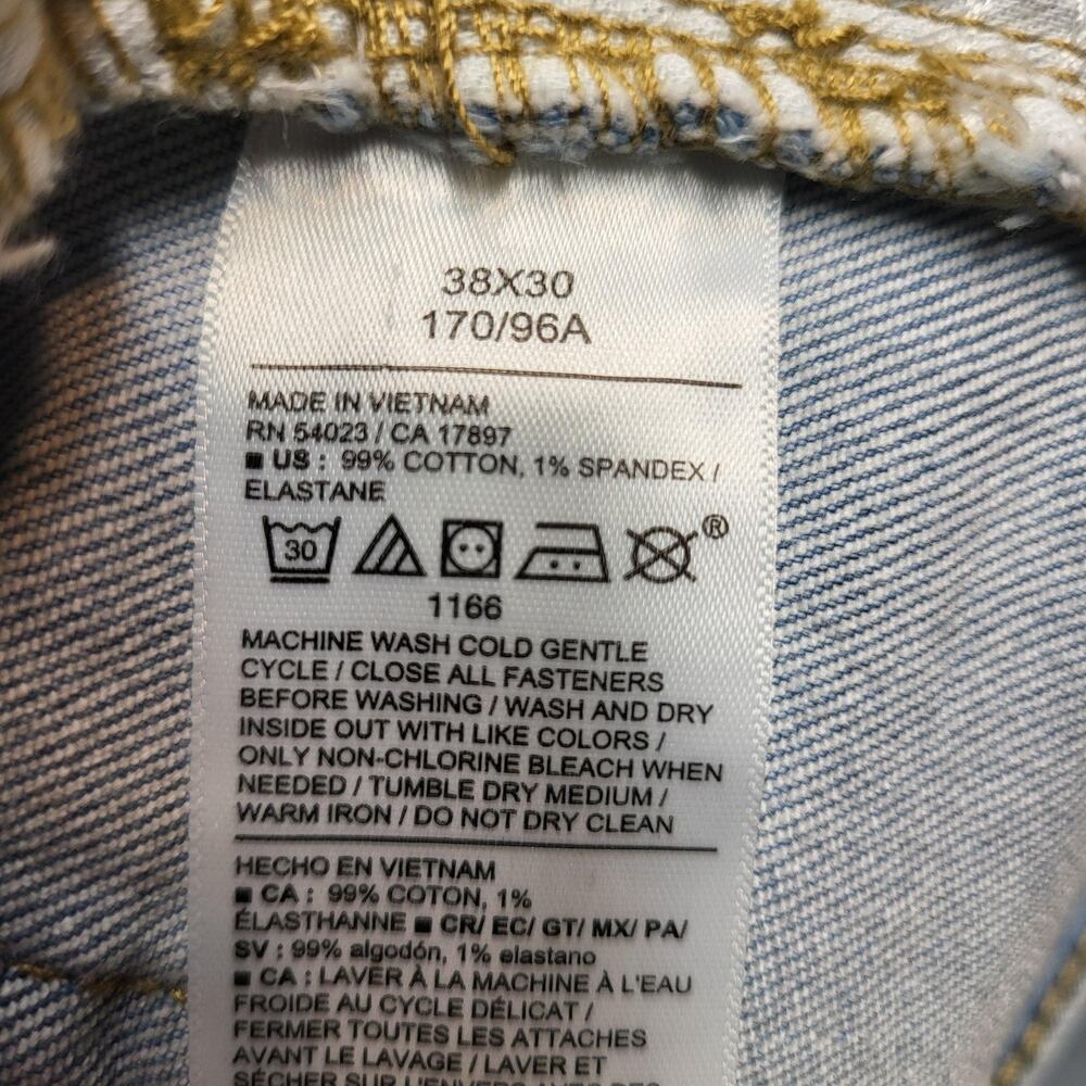 Old‎ Navy Jeans Mens 38x30 Blue Light Wash Straight Denim Stretch Pockets - Picture 5 of 11